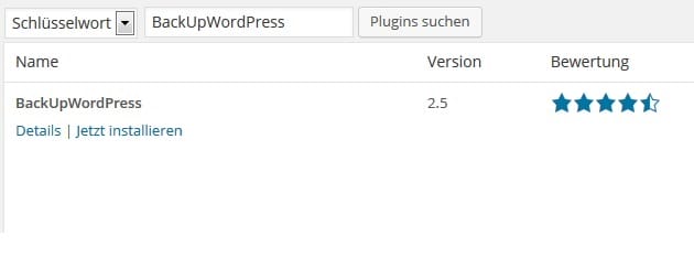 Plugin BackupwordPress installieren